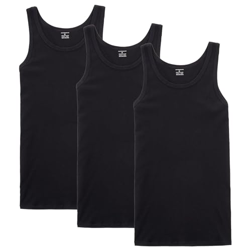 NUOZA Unterhemd Herren Tank Top 3er Pack Feinripp Muskelshirts Baumwolle alle Größen und Farben-Schwarz,4XL von NUOZA