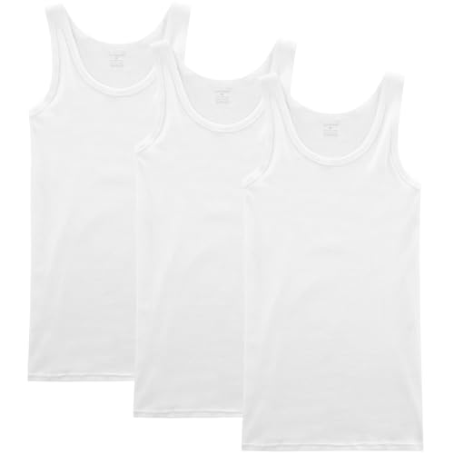 NUOZA Unterhemd Herren Tank Top 3er Pack Feinripp Muskelshirts Baumwolle alle Größen und Farben-Weiß,XL von NUOZA