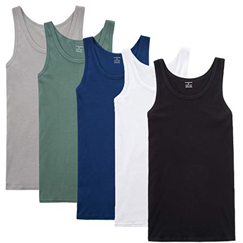 NUOZA Unterhemd Herren Tank Top 5er Pack Feinripp Muskelshirts Baumwolle alle Größen und Farben-Mix,4XL von NUOZA