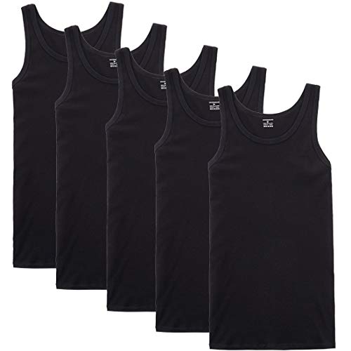 NUOZA Unterhemd Herren Tank Top 5er Pack Feinripp Muskelshirts Baumwolle alle Größen und Farben-Schwarz,4XL von NUOZA