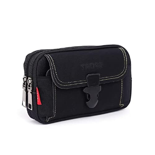 Männer Vintage Hüfttasche Handytasche Sport Gürtel Hüftgurt Schlaufe Holster Brieftasche Tragen für Fall Geldbörse Handy Geldbörse Brieftasche für Männer, Schwarz , Horizontal von NURCIX