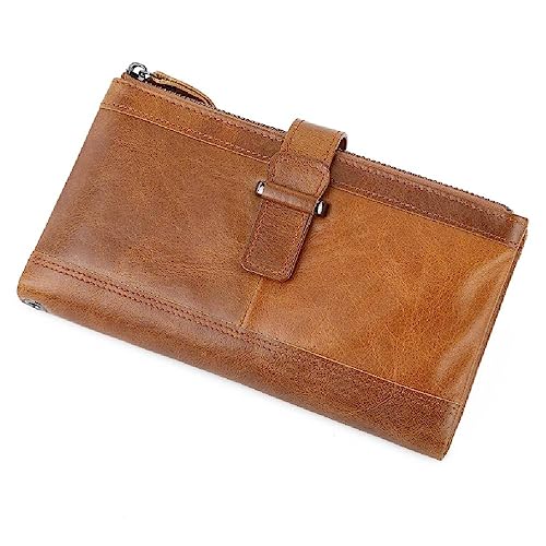 NURCIX Herren Vintage Lange Bifold RFID Brieftasche Reisepass Halter Kreditkarte für Ca Herren Clutch Bag Handtasche, braun von NURCIX