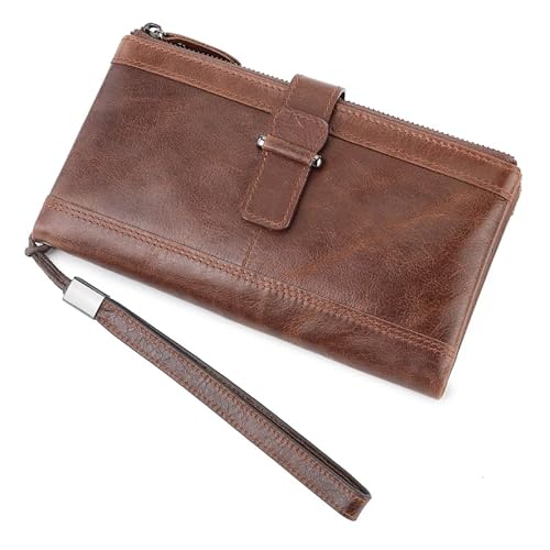 NURCIX Herren Vintage Lange Bifold RFID Brieftasche Reisepass Halter Kreditkarte für Ca Herren Clutch Bag Handtasche, coffee, Vintage von NURCIX