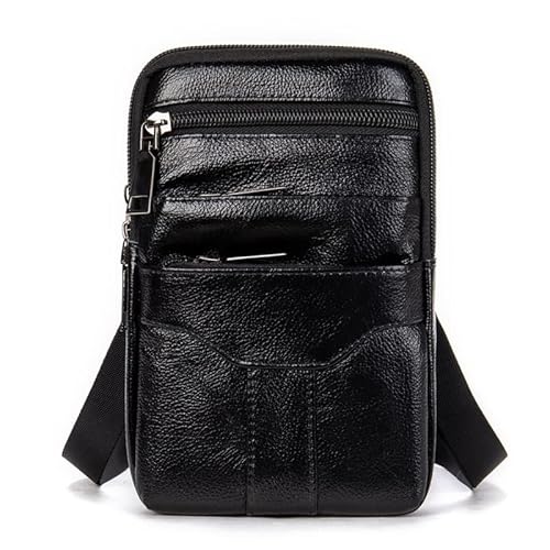 Stilvolle kleine Bauchtasche Schulter Messenger Bag mit Karabiner Handy Crossbody Hüfttasche für Geburtstage, Schwarz von NURCIX