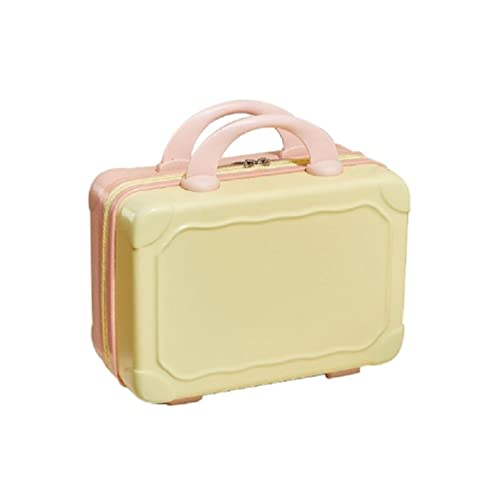 Tragbare 14 Zoll Make-up Reise Handgepäck ABS Tragen Make-up Koffer Kosmetiktasche für Reisen Camping Frauen Mädchen Gepäck Make-up Tasche, Gelb mit Rosa von NURCIX