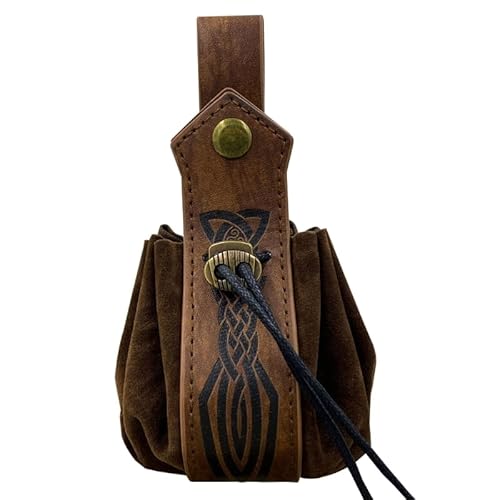 Tragbare Gürtel-Stil Kordelzug Tasche Cosplay Würfel Tasche Leder Geldbörse Taille Pack, Schwertmuster von NURCIX