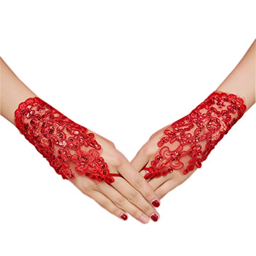 NUREINSS Brauthandschuhe Spitzenhandschuhe Hochzeit Braut Hochzeitshandschuhe Brautkleid Spitze Fingerlose Handschuhe für Hochzeitsfest von NUREINSS