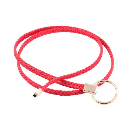 NUREINSS Damen geflochtener Gürtel dünner gewebter Gürtel dünner Gürtel Bund 1cm breit Rot von NUREINSS