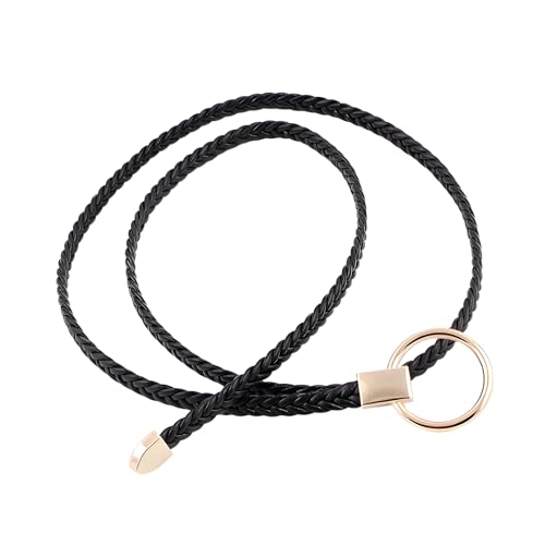 NUREINSS Damen geflochtener Gürtel dünner gewebter Gürtel dünner Gürtel Bund 1cm breit Schwarz von NUREINSS