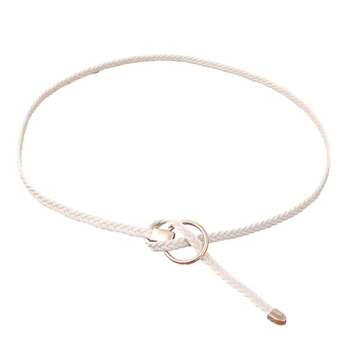 NUREINSS Damen geflochtener Gürtel dünner gewebter Gürtel dünner Gürtel Bund 1cm breit Weiß von NUREINSS