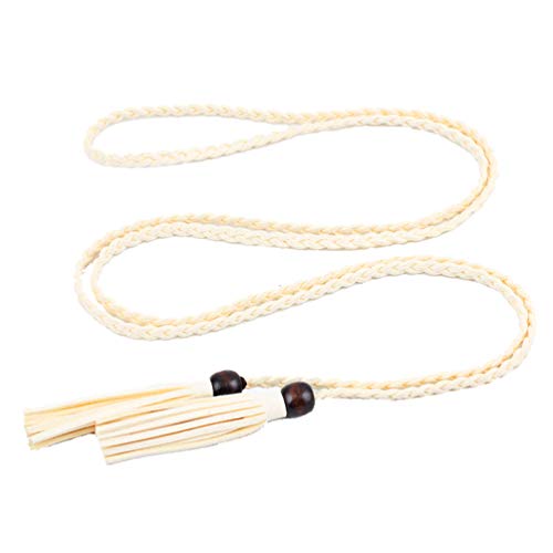 NUREINSS Damengürtel mit Quaste geflochtener dünner Taillenbund Beige von NUREINSS