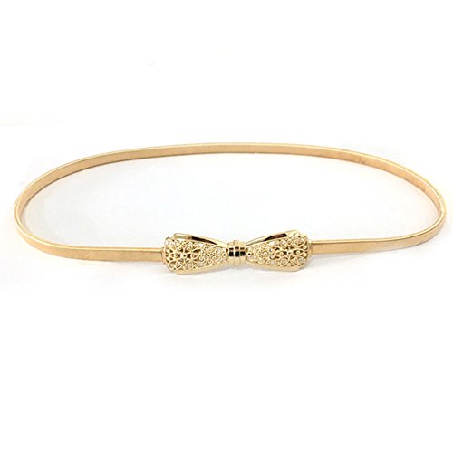 NUREINSS Stretchgürtel Damen dekorativen Stretchy Gürtel Taillengürtel Hüftgurt elastischer Gürtel für Kleider 70-100cm Gold2 von NUREINSS