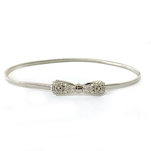 NUREINSS Stretchgürtel Damen dekorativen Stretchy Gürtel Taillengürtel Hüftgurt elastischer Gürtel für Kleider 70-100cm Silver2 von NUREINSS