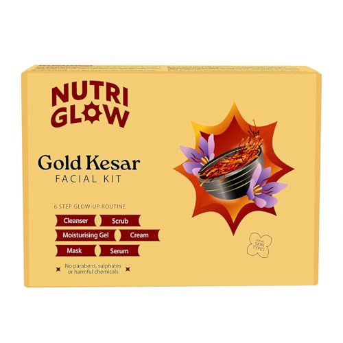 Nutriglow Gold Kesar Facial Kit for Women| 6-Pieces Skin Care/Skin Cleanup Set | Prevents From Anti Aging| 250G + 10Ml von NUTRIGLOW
