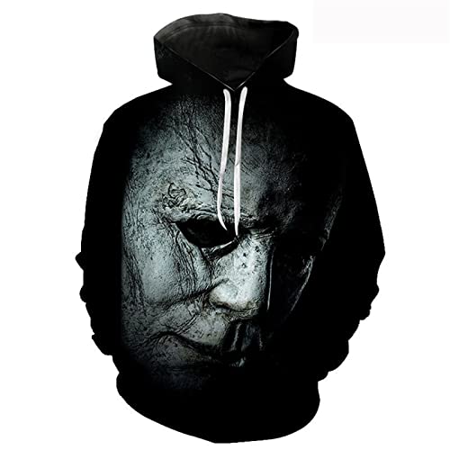 NUTSIE Halloween Sweatshirt Michael Myers 3D Wendedruck Hoodie, Herren Damen Casual Horror Graphic Oversized Sweatshirt XS - 4XL (A,XL) von NUTSIE