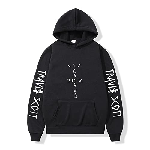 NUTSIE Hoodie Travis Scott Hip Hop Lässiges Sweatshirt Frühling Herbst Sweatshirt Plus Größe Männer und Frauen XS - 4XL (Black,XL) von NUTSIE