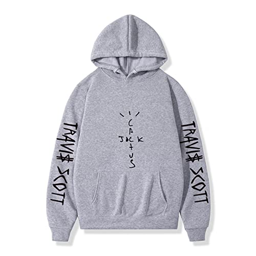 NUTSIE Hoodie Travis Scott Hip Hop Lässiges Sweatshirt Frühling Herbst Sweatshirt Plus Größe Männer und Frauen XS - 4XL (Grey,S) von NUTSIE