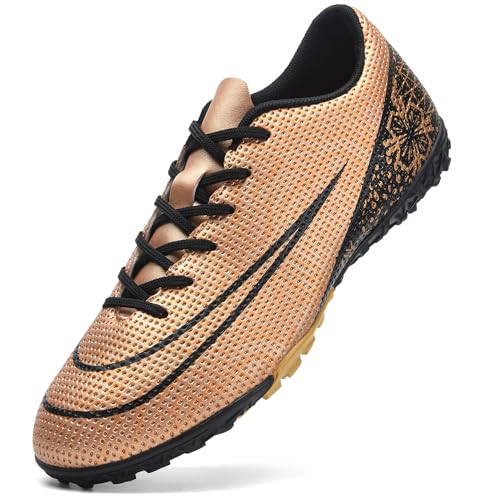 NUTTOPL Fußballschuhe Herren Anti-Rutsch-Spikes Kunstrasen Fussballschuhe Kinder Jungen Outdoor-Training Fußballschuhe Professionelle Turf Fußballschuhe Gold 39 EU von NUTTOPL