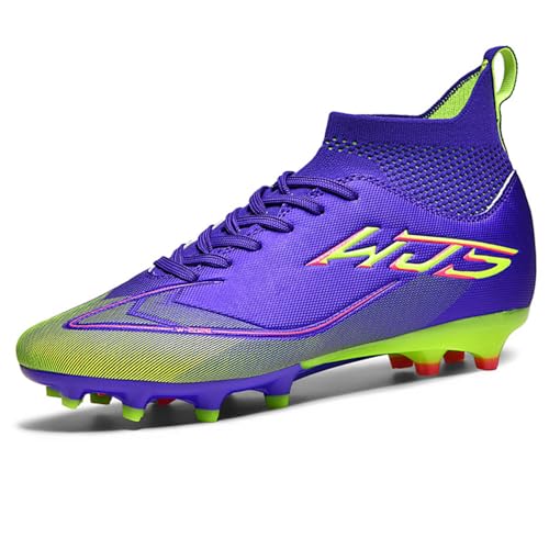 NUTTOPL Herren Fußballschuhe Jugen Athletics Trainingsschuhe High Top Spike Fussballschuhe Professionelle Wettkampf Outdoor Sportschuhe Kunstrasen Unisex Violett 42 EU von NUTTOPL