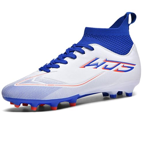 NUTTOPL Herren Fußballschuhe Jugen Athletics Trainingsschuhe High Top Spike Fussballschuhe Professionelle Wettkampf Outdoor Sportschuhe Kunstrasen Unisex Weiß 38 EU von NUTTOPL
