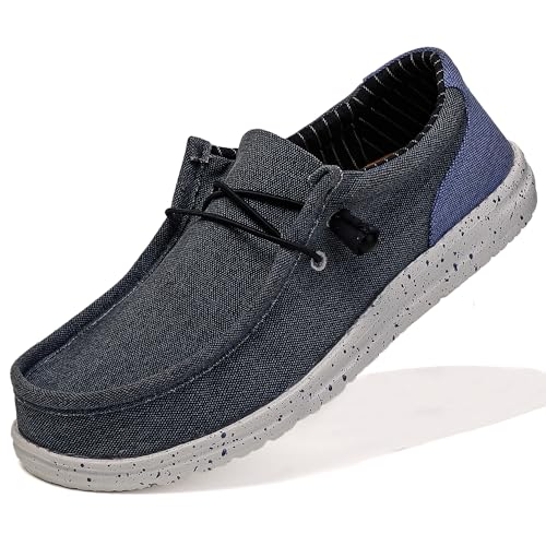 NUTTOPL Mokassins Herren Canvas Bootsschuhe Low-Top Slip-On Flache Schuhe Leicht Fahren Schuhe Wanderschuhe Slip-On Atmungsaktiver Komfort Blau 36 EU von NUTTOPL