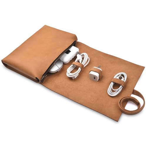 NUTUCH Tech-Tasche aus Leder für Kabel, Ladegeräte, Handy, Tech-Tasche, Reißverschluss, Reisezubehör, Elektronische Organizer, Reisetasche, Hellbraun NUTUCH Tech-Tasche aus Leder für Kabel, Ladegeräte, Handy, Tech-Tasche, Reißverschluss, Reisezubehör, Elektronische Organizer, Reisetasche, Hellbraun von NUTUCH