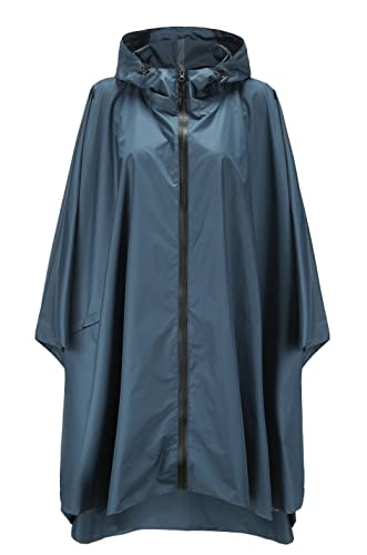 Damen Regenponcho Festival Regenmantel Unisex Regenjacke Wasserdicht Regencape Wiederverwendbar mit Kapuze Navy von NUUR