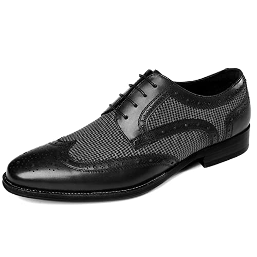 NUURO Anzugschuhe Herren Derby Oxford Brogue Schuhe Klassischer Schnürschuhe Hochzeit Schuhe,Schwarz,43 EU von NUURO