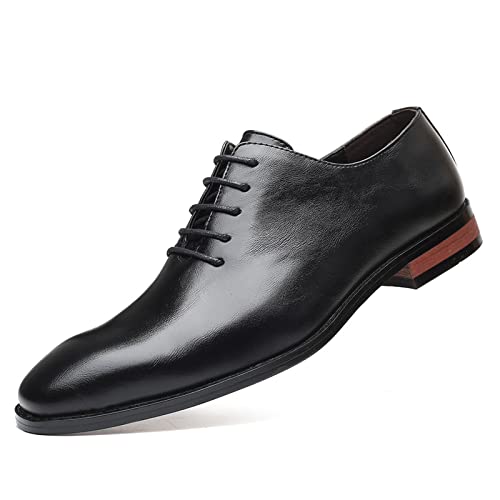 NUURO Anzugschuhe Herren Klassischer Schnürschuhe Glattleder Derby Schwarz Leder Hochzeitsschuhe Business Schuhe,Schwarz,44 EU von NUURO