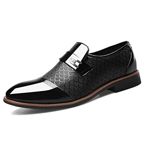 NUURO Anzugschuhe Herren Lederschuhe Formale Moderne Klassische Derby Business Hochzeit Brogue Schuhe,Schwarz,43 EU von NUURO