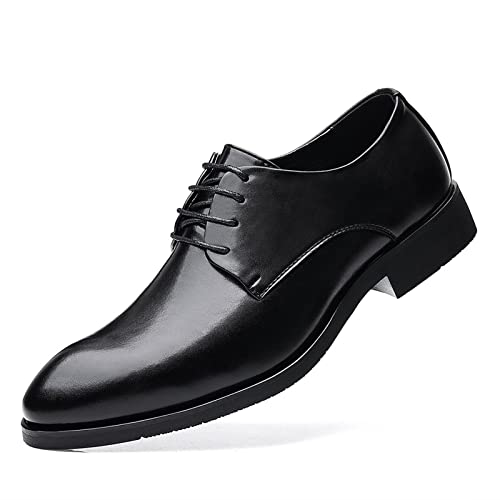 NUURO Anzugschuhe Herren Schwarz Lederschuhe Klassischer Business Schnürschuhe Derby Hochzeit Schuhe,Schwarz,37 EU von NUURO