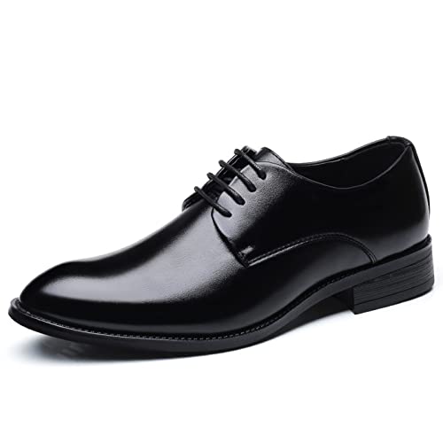 NUURO Anzugschuhe Herren Schwarz Lederschuhe Klassischer Business Schnürschuhe Glattleder Derby Hochzeit Schuhe,Schwarz,37 EU von NUURO