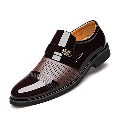 NUURO Herren Anzugschuhe Klassischer Business Derby Oxford Hochzeit Schuhe Flache Mokassins,Braun,40 EU von NUURO