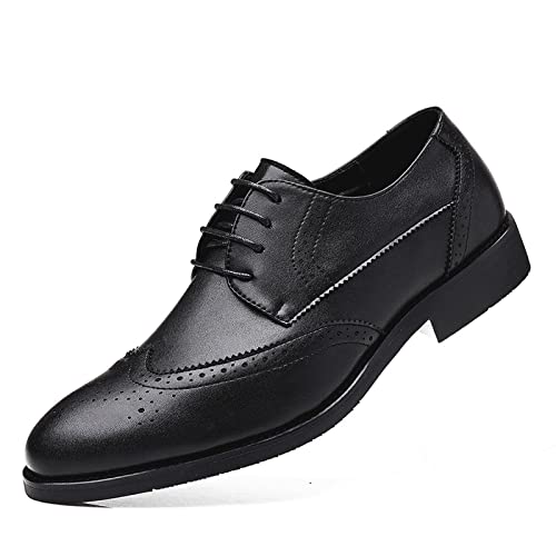 NUURO Schwarz Anzugschuhe Herren Business Schuhe Klassischer Schnürschuhe Derby Oxford Hochzeit Brogue Schuhe,Schwarz,42 EU von NUURO