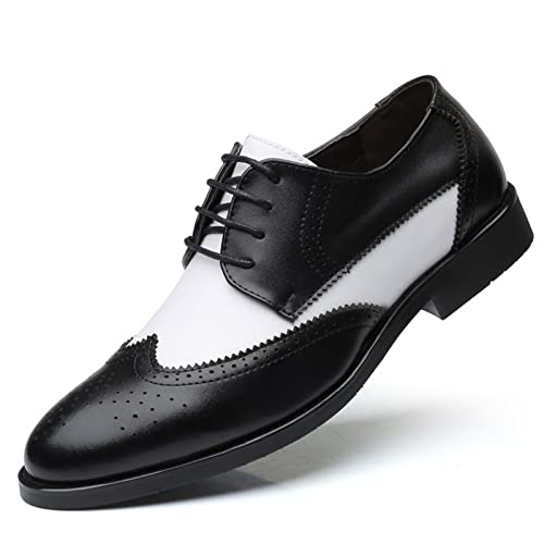 NUURO Schwarz Anzugschuhe Herren Business Schuhe Klassischer Schnürschuhe Derby Oxford Hochzeit Brogue Schuhe,Weiß,42 EU von NUURO