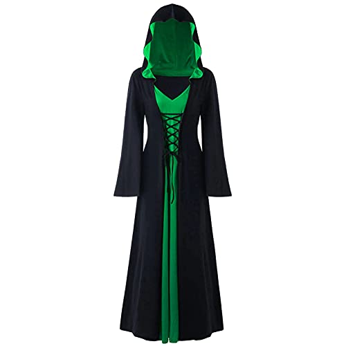 Mittelalter Kleid Damen,Damen Halloween Kleid Renaissance Kleidung Gothic Viktorianische Mittelalterliche Trompetenärmel Hoodie Rock Festlich Fasching Karneval Cocktailkleid Cosplay Kostüm Party von NUUROO