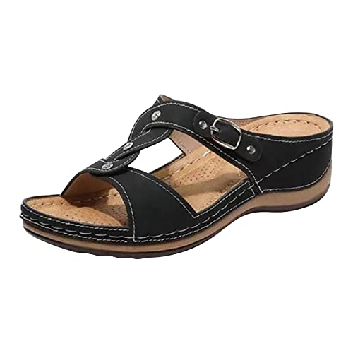 NUUROO Pantoletten Damen Orthopädische Schuhe Sandalen Mit Fussbett für Lose Einlagen Hausschuhe Sommer Schlappen Hallux Valgus Absatz Plateau Outdoor Yoga Bequem Modern von NUUROO