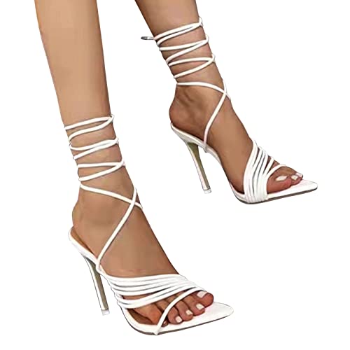 NUUROO Sandalen Damen Sommer,Damen Spitze Pumps Mit Absatz SchnüRung High Heels Freizeit Damen Sandalen Strand Sandalen Elegant Sommer Sandalen Sandaletten Elegante Lässig Strandsandalen Sommerschuhe von NUUROO