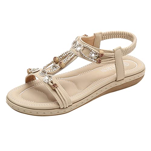 NUUROO Sandalen Damen Sommer sandalen Flip Flops Zehentrenner T-Riemen Schnallenschuhe Damen Schuhe Strand Sandalen Elegant Sommer Sandalen Sandaletten Elegante Lässig Strandsandalen Sommerschuhe von NUUROO