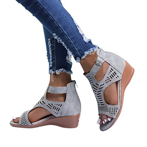 NUUROO Sandalen Damen Sommer sandalen Schnallenschuhe Keilabsatz Dicke Mesh Mit Absatz Damen Schuhe Strand Sandalen Elegant Sommer Sandalen Sandaletten Elegante Lässig Strandsandalen Sommerschuhe von NUUROO