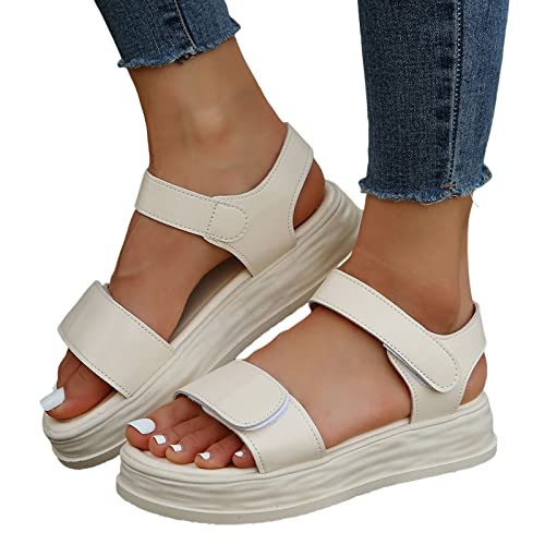 NUUROO sandalen damen sommer,sandalen klettverschluss mädchen schnürung flach Mit Weichem und Gepolstertem open toe schlappen elegant Strandsandalen Sommerschuhe Strand Sandalen von NUUROO