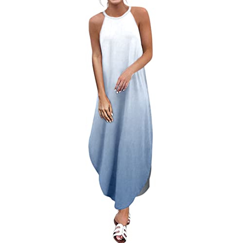 NUVYBE Sommerkleid Damen,Damen Neckholder Gradient Sommer Kleider Sexy Elegant Lang Kleid Boho Strandkleider Schulterfrei Maxikleid Festlich Kleider Lang Kleid Sommerkleid Freizeitkleid von NUVYBE