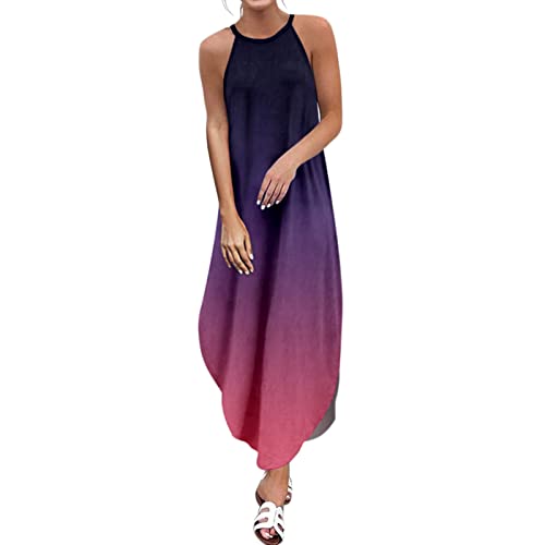 NUVYBE Sommerkleid Damen,Damen Neckholder Gradient Sommer Kleider Sexy Elegant Lang Kleid Boho Strandkleider Schulterfrei Maxikleid Festlich Kleider Lang Kleid Sommerkleid Freizeitkleid von NUVYBE