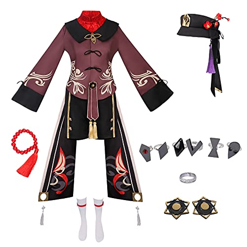 NUWIND HuTao Cosplay Kostüm Komplettes Set Rollenspiel Outfits Anzug Halloween Karneval Zubehör Verkleidung Party für Frauen Mädchen Uniform Antike -XL von NUWIND