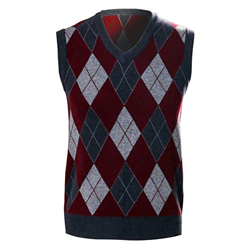 NUWIND Regenschirm Uniform Akademie Kostüm Halloween Cosplay Outfit Anzug V-Ausschnitt Sweater Plaid Weste Diamant Strickwaren Ärmellos Pullover Gr. XL, Männer von NUWIND