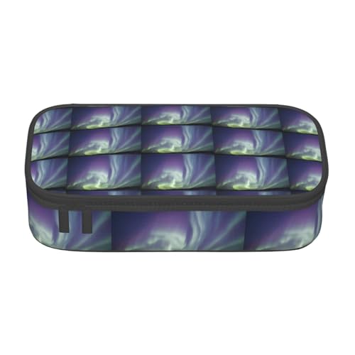 NUYFVG Aurora Federmäppchen mit großem Fassungsvermögen und mehreren Fächern, bedruckt, wasserabweisend, Polyester, Schulbedarf-Organizer (quadratisches Design) von NUYFVG