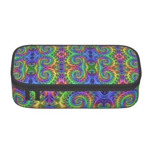 NUYFVG Batik-Federmäppchen mit großem Fassungsvermögen und mehreren Fächern, bedruckt, wasserabweisend, Polyester, Schulbedarf-Organizer (quadratisches Design) von NUYFVG