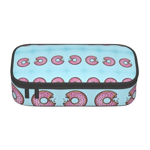 NUYFVG Donut Federmäppchen mit großem Fassungsvermögen und mehreren Fächern, bedruckt, wasserabweisend, Polyester, Schulbedarf-Organizer (quadratisches Design) von NUYFVG