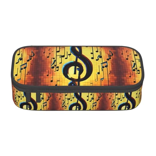 NUYFVG Federmäppchen aus Oxford-Stoff mit Musiknoten-Druck, mit mehreren Fächern, ideal für Reisen oder Büro von NUYFVG