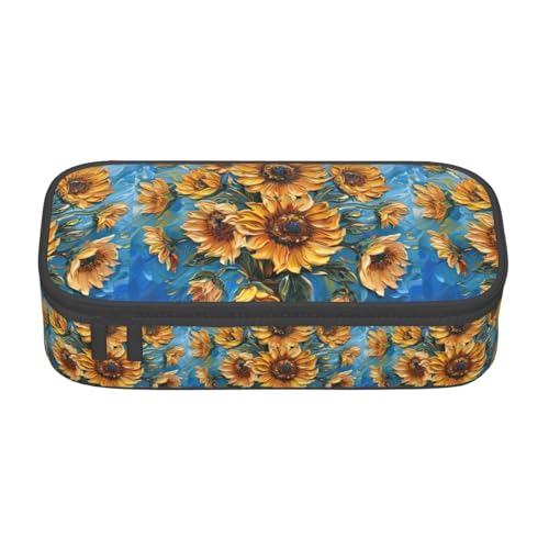 NUYFVG Federmäppchen aus Oxford-Stoff mit Ölgemälde, Sonnenblumen-Druck, mit mehreren Fächern, ideal für Reisen oder Büro NUYFVG Federmäppchen aus Oxford-Stoff mit Ölgemälde, Sonnenblumen-Druck, mit mehreren Fächern, ideal für Reisen oder Büro von NUYFVG